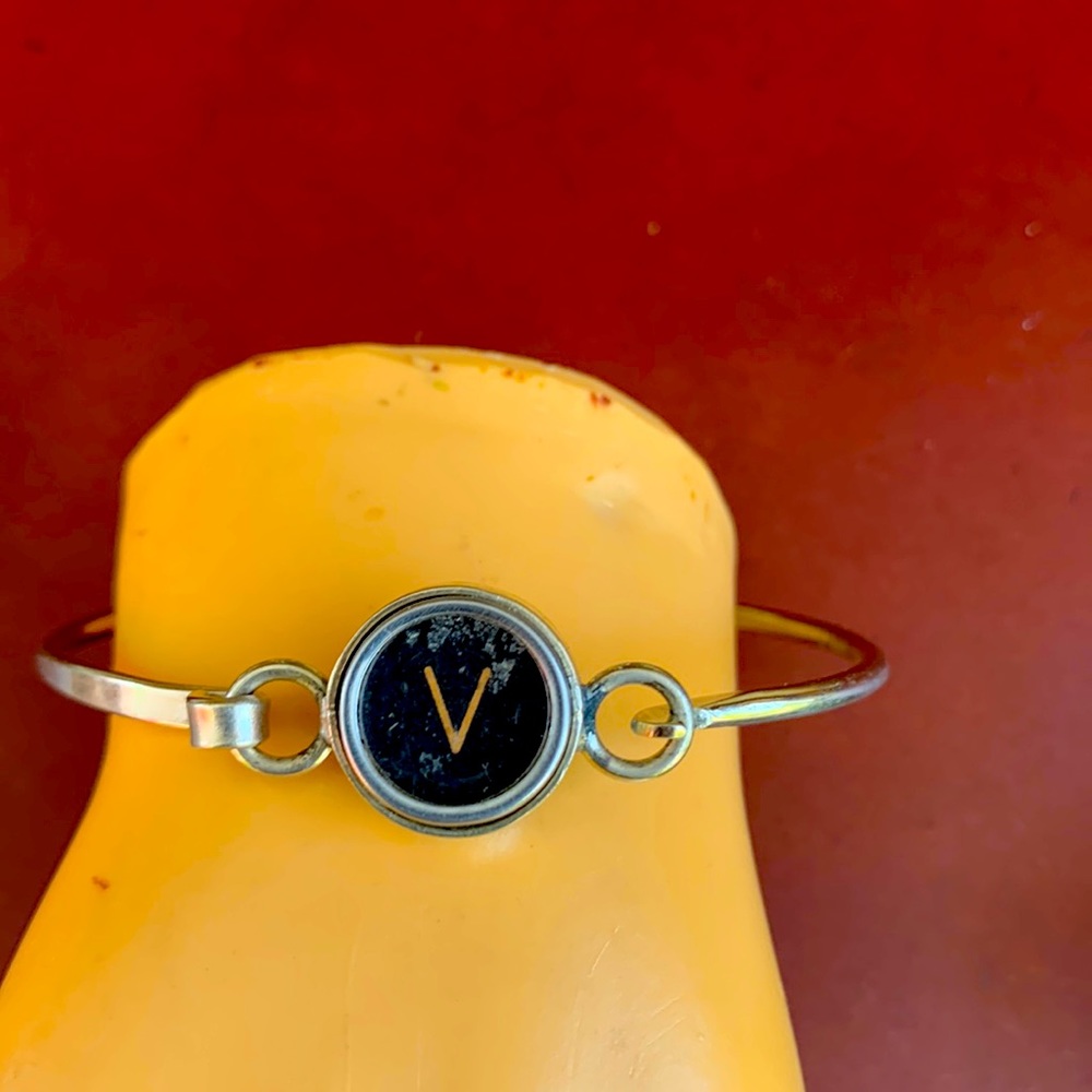 V typewriter key bracelet
